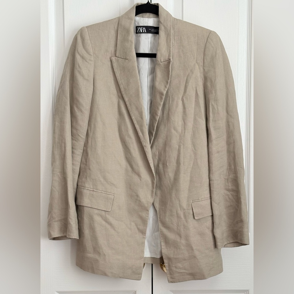 Zara Women's Taupe Blazer, Linen, size small